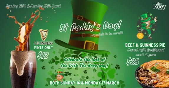 St Paddy's Day Specials at The Roey